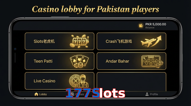 Lobby view of 177Slots for Pakistan users